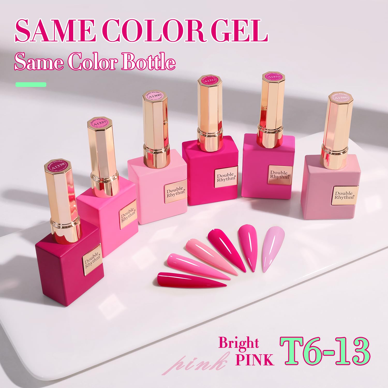 Double Rhythm 6 Pcs 15 ML Gel Polish Set - Bright Neon Pink & Purple for Nail Art - Image 5