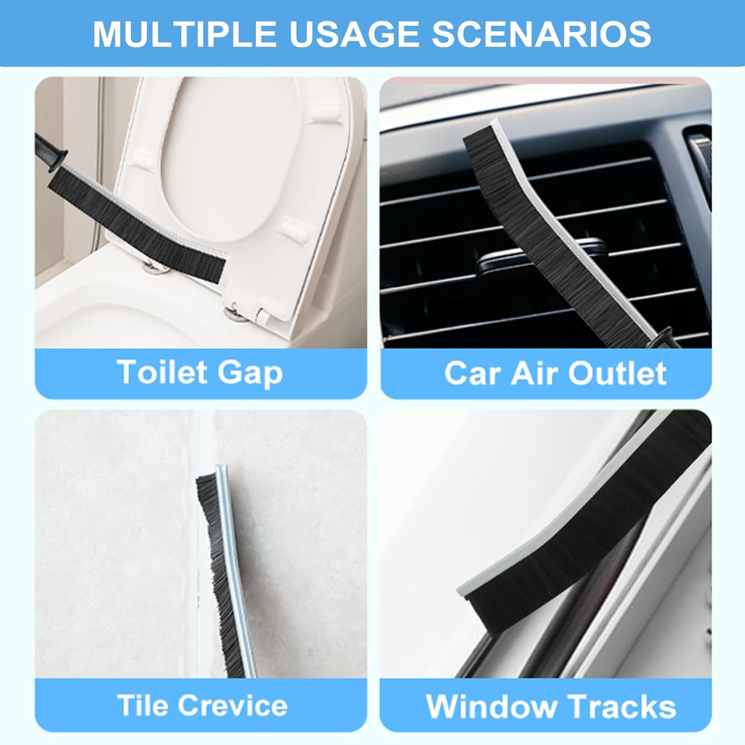 10 Piece Hard Bristle Crevice Cleaning Brush Set with Scraper for Kitchen and Bathroom - Image 4