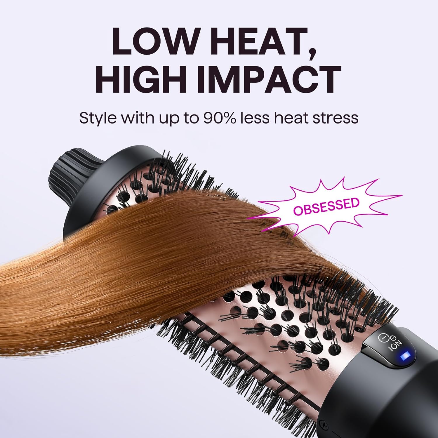 Wavytalk 1.5 Inch Purple Thermal Brush with Negative Ion Technology and 5 Heat Settings - Image 6