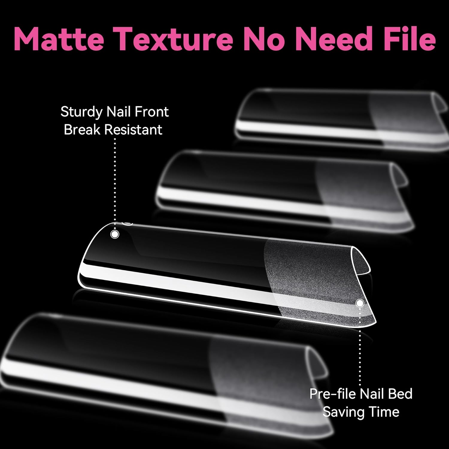 UNA GELLA Medium Square Nail Tips 216 Pcs Clear Half Cover Gel Nails for DIY Salon - Image 8