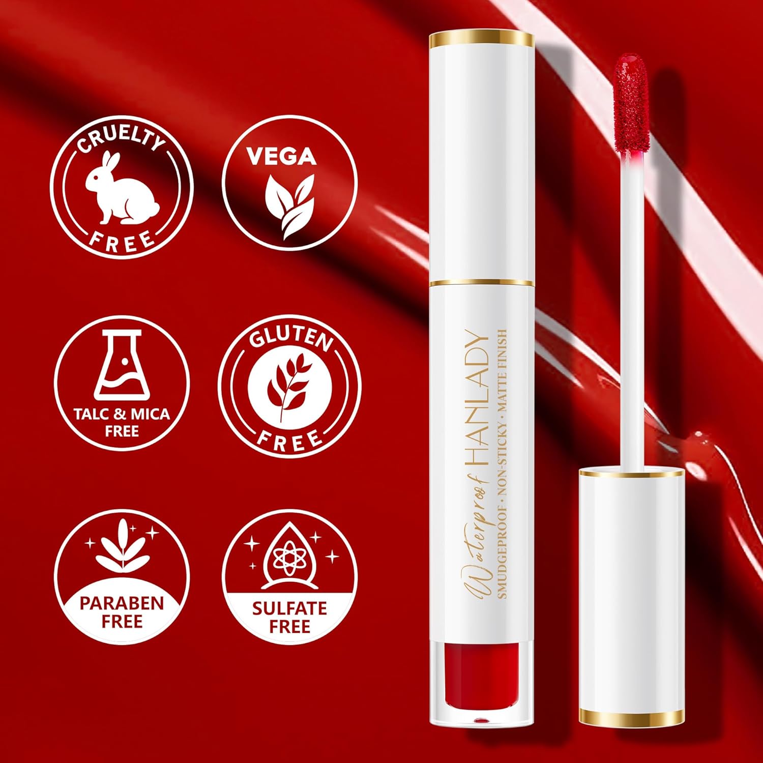 A48 Tea Time Long Lasting Smudgeproof Transferproof Vegan Red Lipstick for Women 1 Pack - Image 6