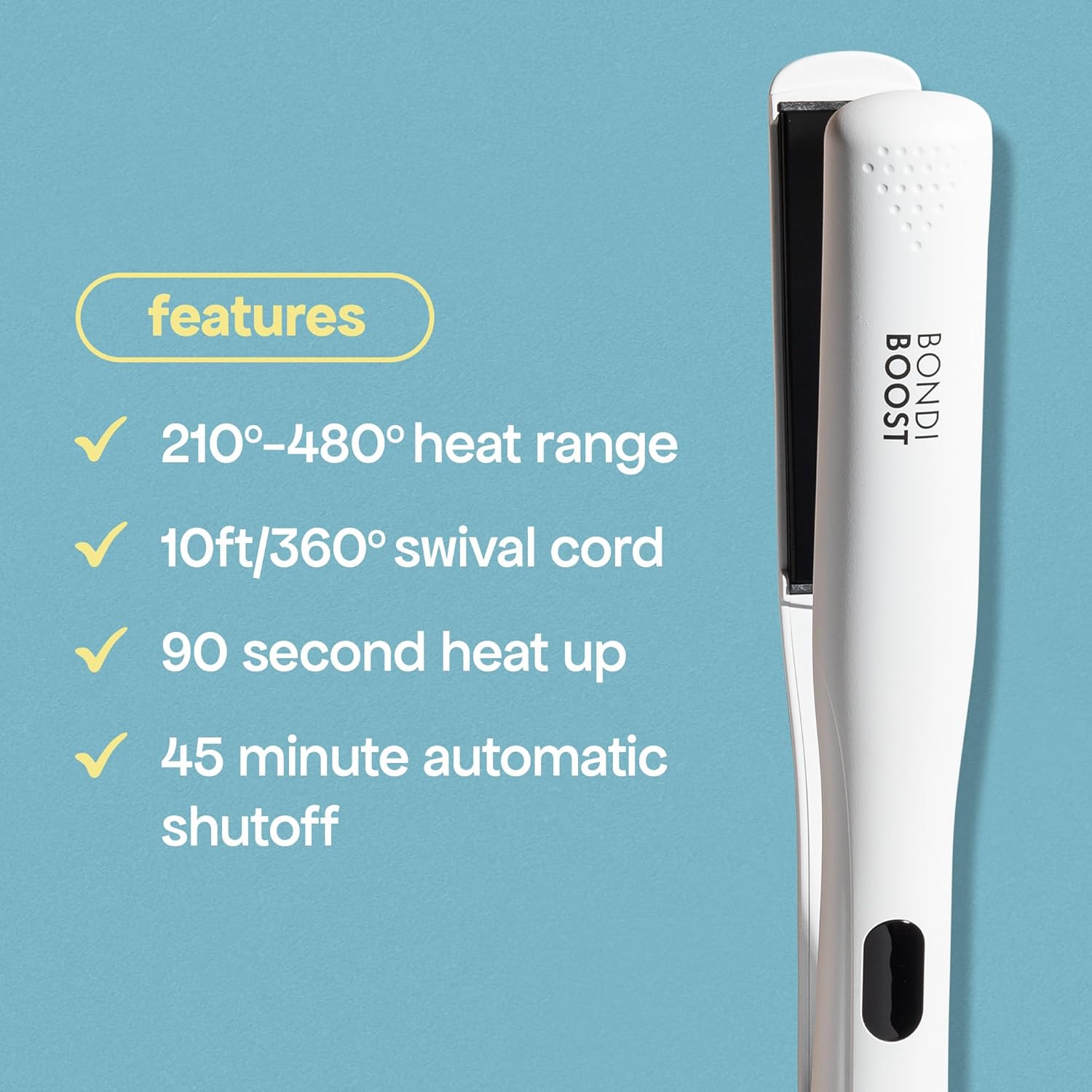 BondiBoost Aloe Plated 1-Inch Flat Iron for Smooth Sleek Hair Styling - Image 2