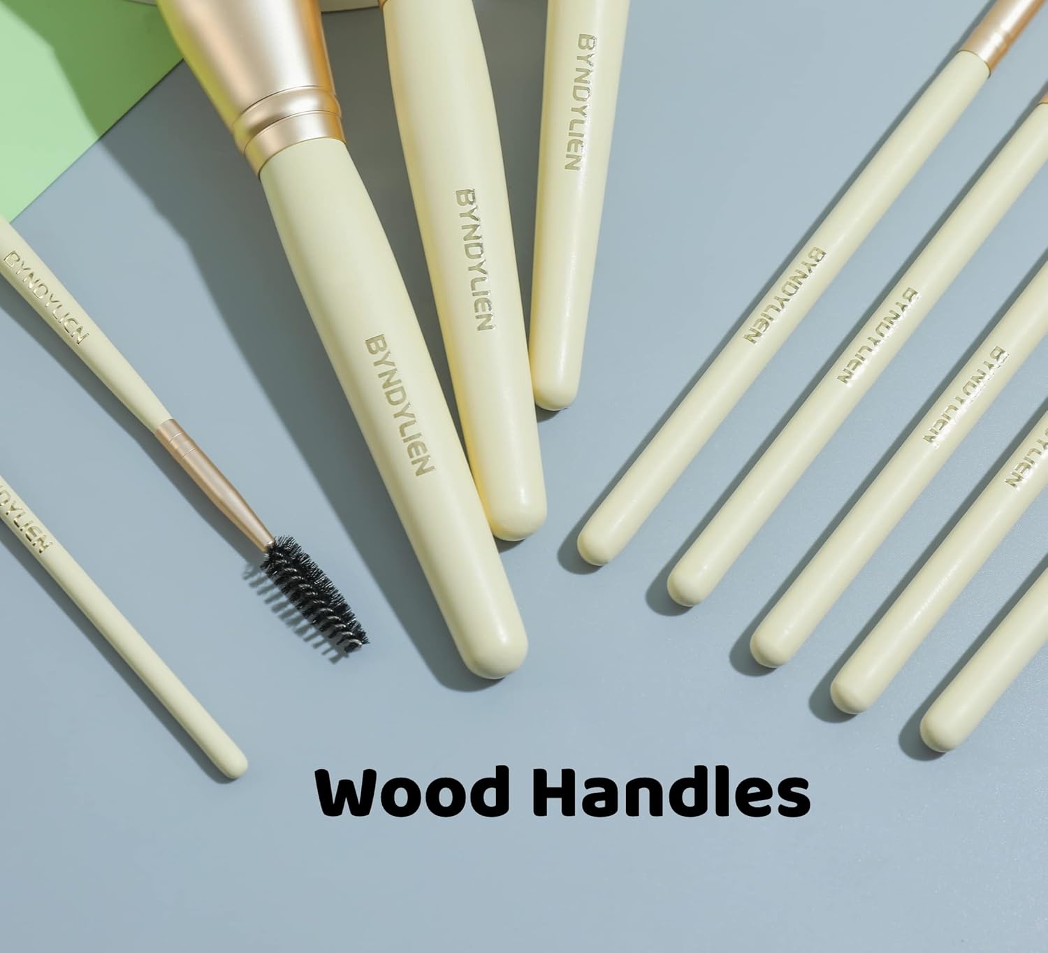 10 Piece Makeup Brush Set with Bag, Synthetic Goat Hair Bristles, Wood Handles - Image 6