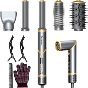 Easywave Air Wrap Hair Styler: Flexible 5 in 1 Styling & Drying System, Professional Hot Air Brush Set for Fast Drying, Curling, Volumizing, Smoothing & Styling, Oval Brush, Concentrator