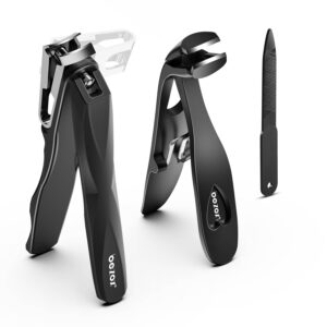 BEZOX Nail Clippers with Metal Nail File - Curved Head Toe Nails Clipper for Thick Nails for Seniors, Free Rotating Finger Nail Clippers for Adult - Premium Nail Cutters for Fingernails and Toenails