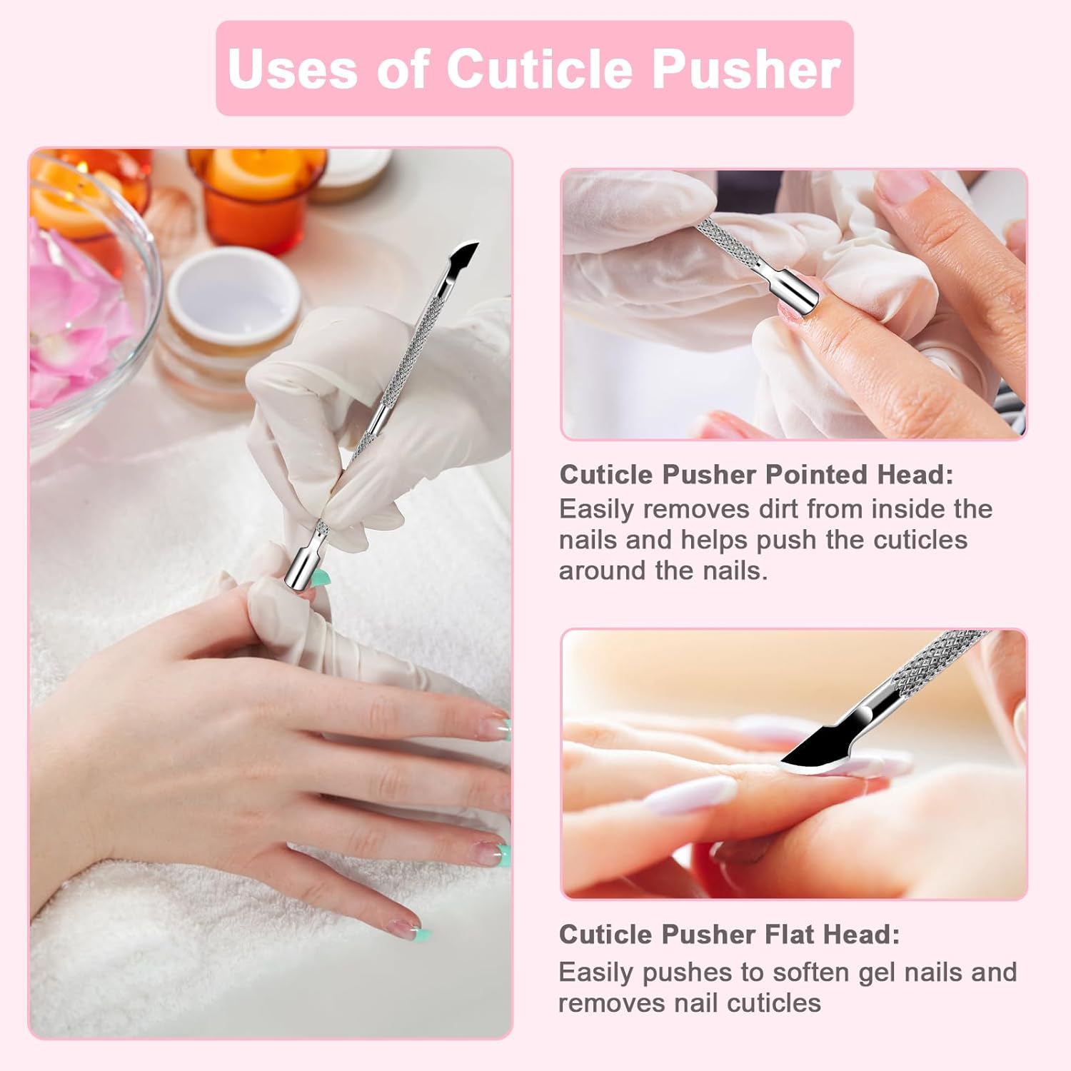 HOFASON 2 PCS Stainless Steel Cuticle Pusher Nail Polish Remover Tool Set for Home Use - Image 4