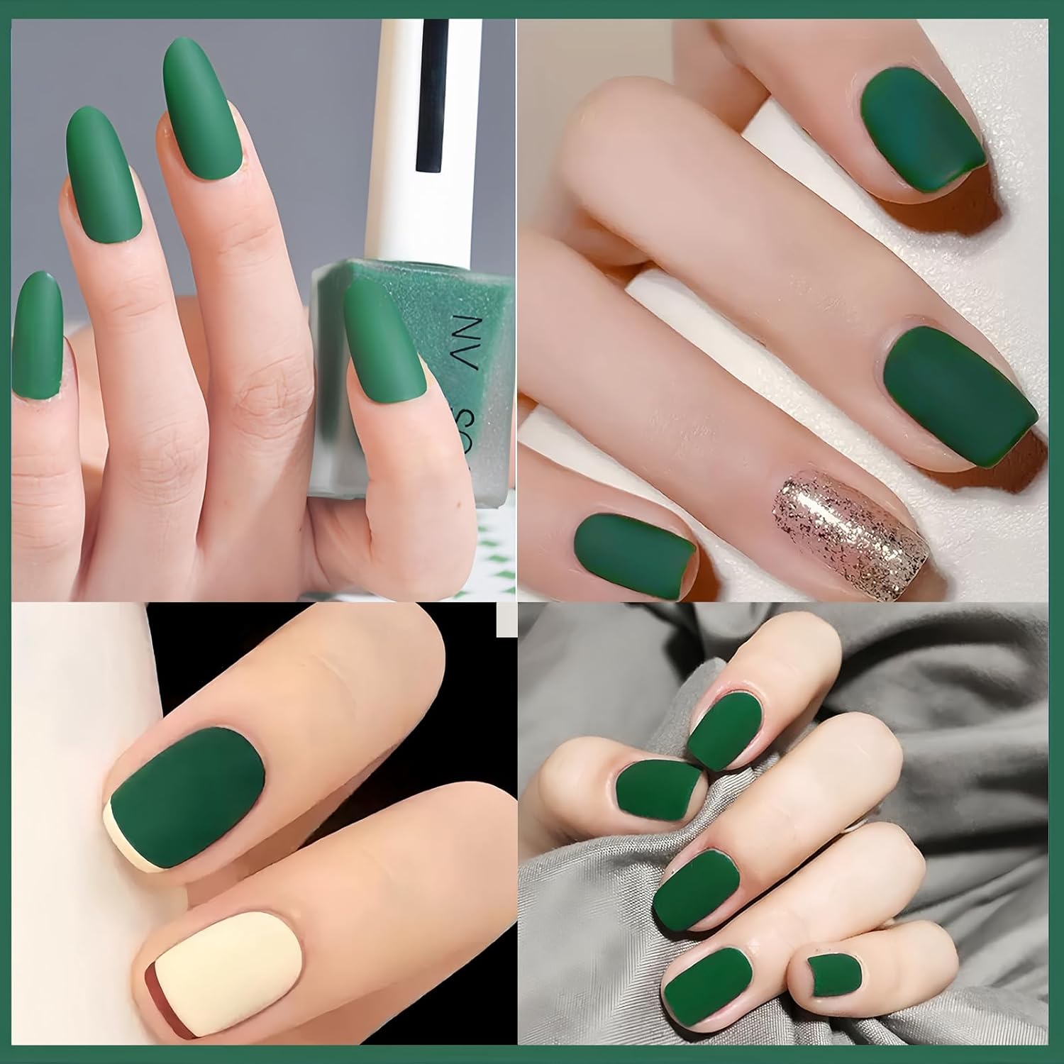 Dark Matte Green Velvet Cruelty-Free Nail Polish, Quick Dry Frosted Gel Finish, 15ml - Image 5