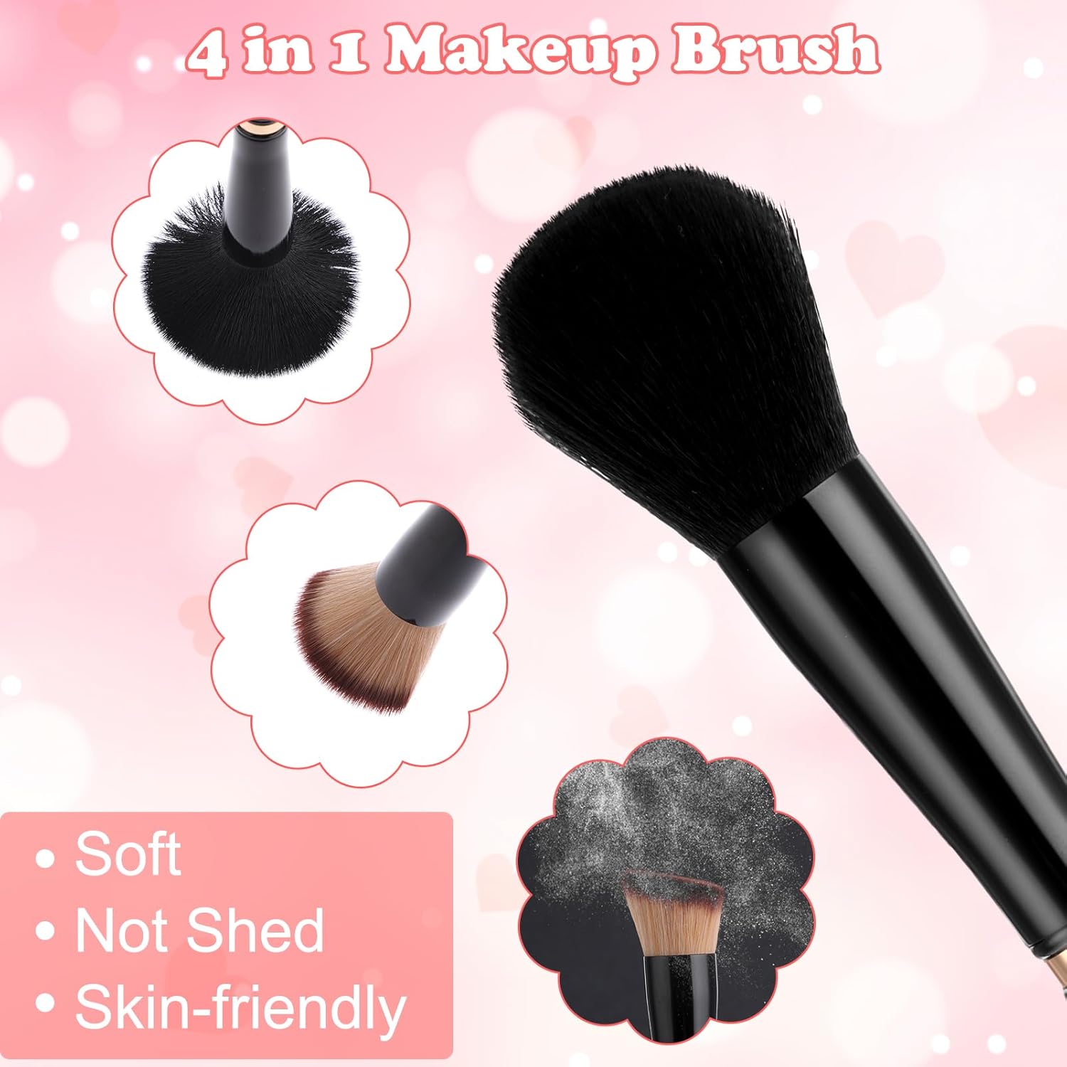 4 in 1 Travel Makeup Brush Set Dual Ended Mini Brushes with Case for Liquid Powder - Image 4