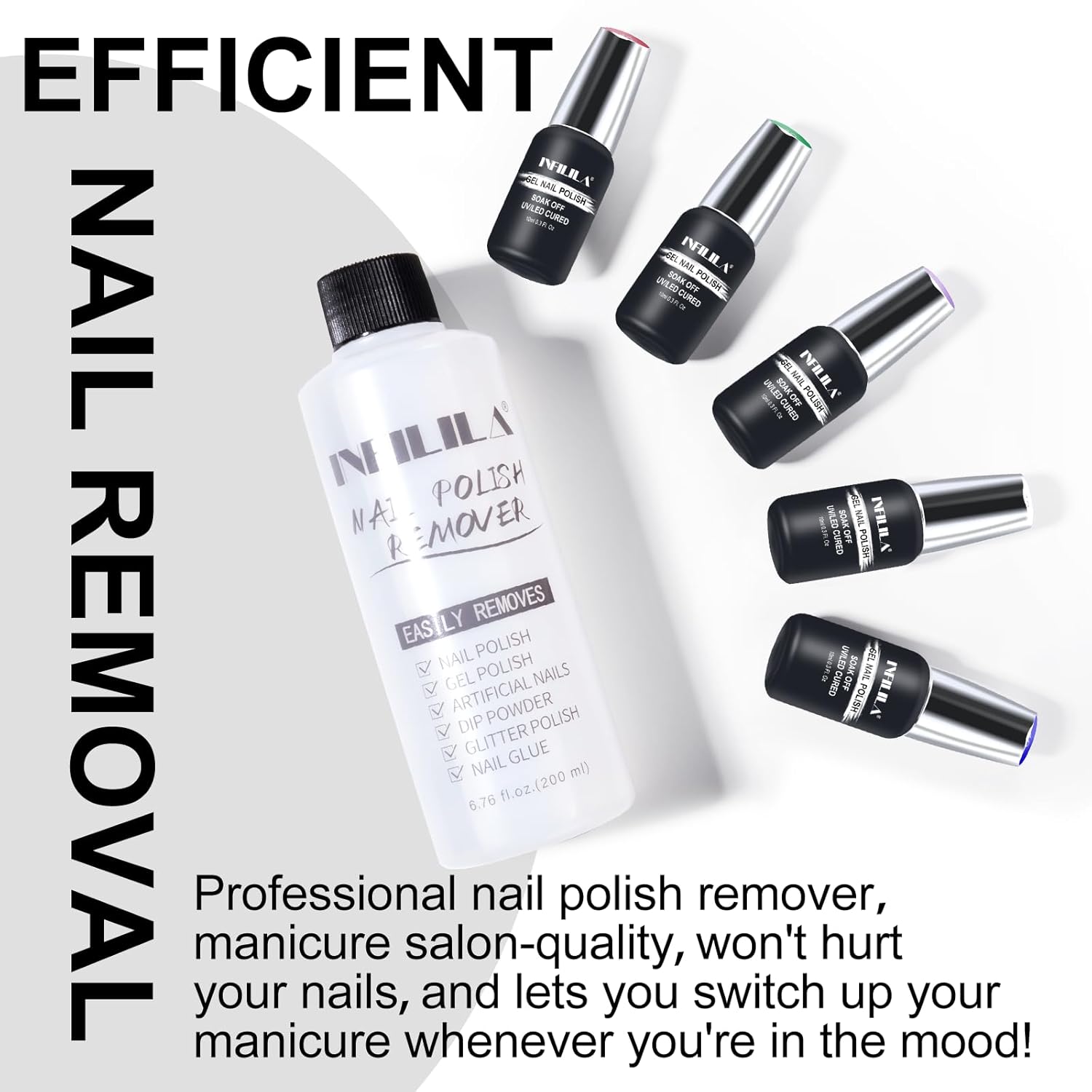 NXJ INFILILA 6.76 Fl Oz Non-Toxic Non-Acetone Nail Polish Remover for Acrylic and Dip Powder Nails - Image 3