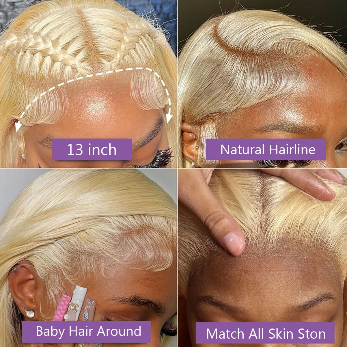 30 Inch 613 Blonde Body Wave 180% Density Glueless Human Hair Lace Front Wig - Image 4
