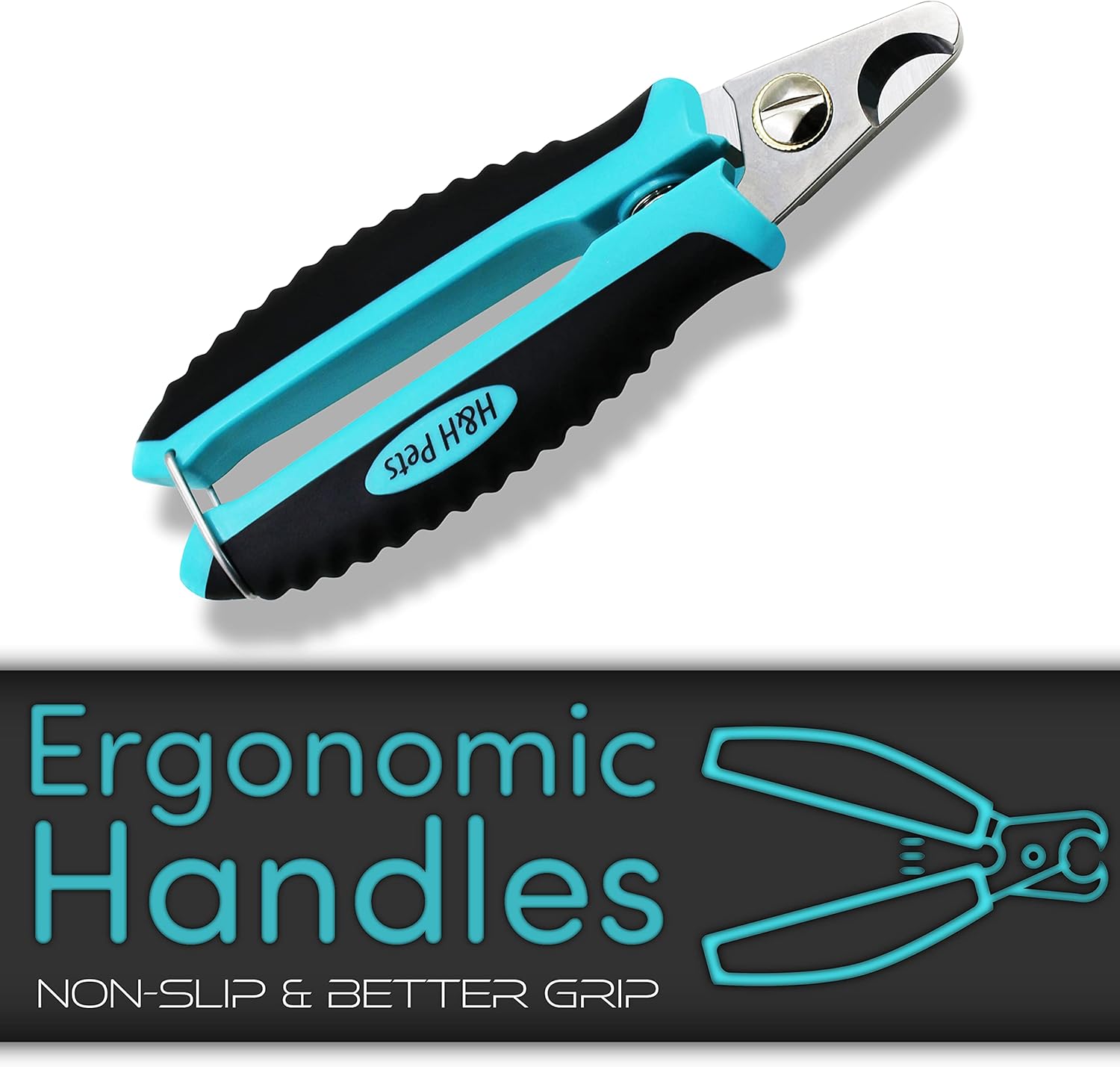 H&H Pets Medium Stainless Steel Cat and Dog Nail Clippers with Non-Slip Handles - Image 4