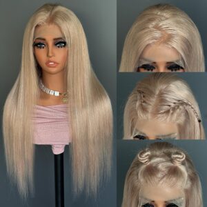 Ash Blonde Lace Front Wig Human Hair for Black Women,13x6 HD Invisible Frontal Lace Glueless Straight Ash Brown Human Hair Wig 180% Density Pre Plucked with Mini Knots
