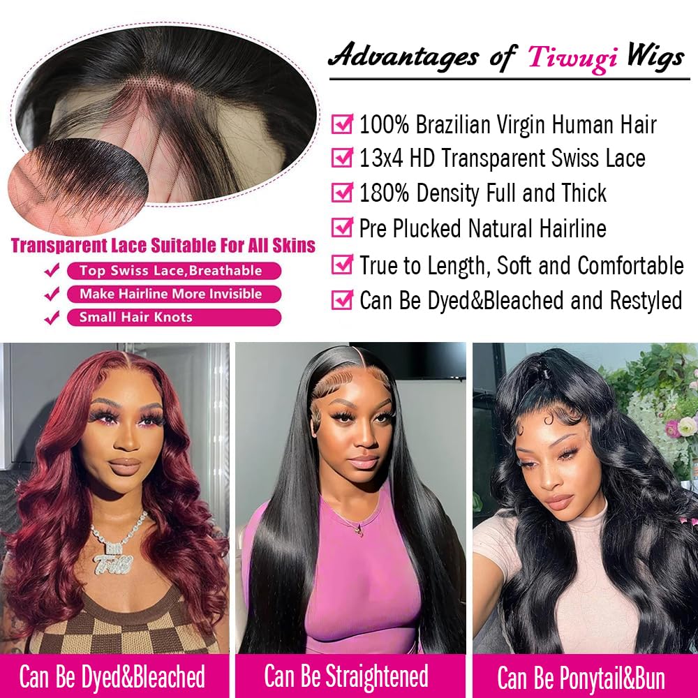 30 Inch 180% Density 13x4 HD Lace Front Human Hair Body Wave Wig - Image 2