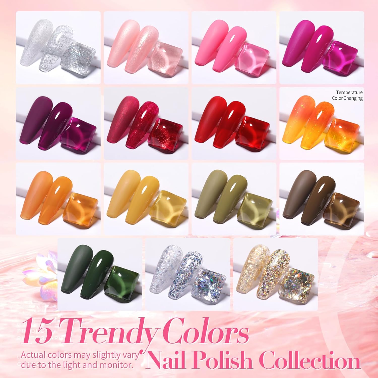 Born Pretty 15 Colors Glitter Color Changing Quick Dry Nail Polish Set - Image 2