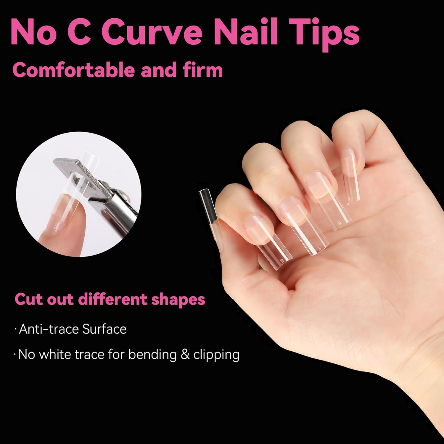 UNA GELLA Medium Square Nail Tips 216 Pcs Clear Half Cover Gel Nails for DIY Salon - Image 7