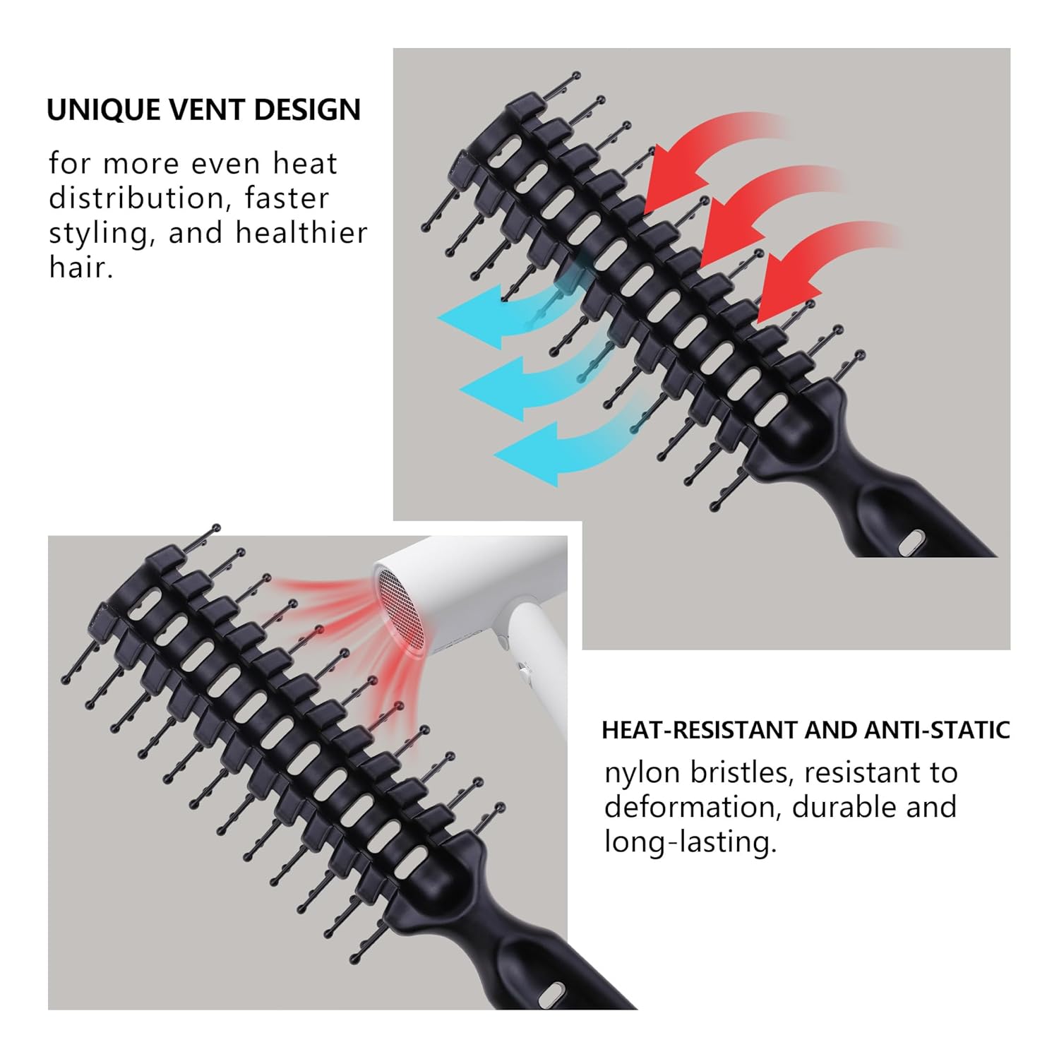PERFEHAIR Lightweight Vented Hair Brush for Fast Blow Drying, Ideal for Fine Hair - Image 5