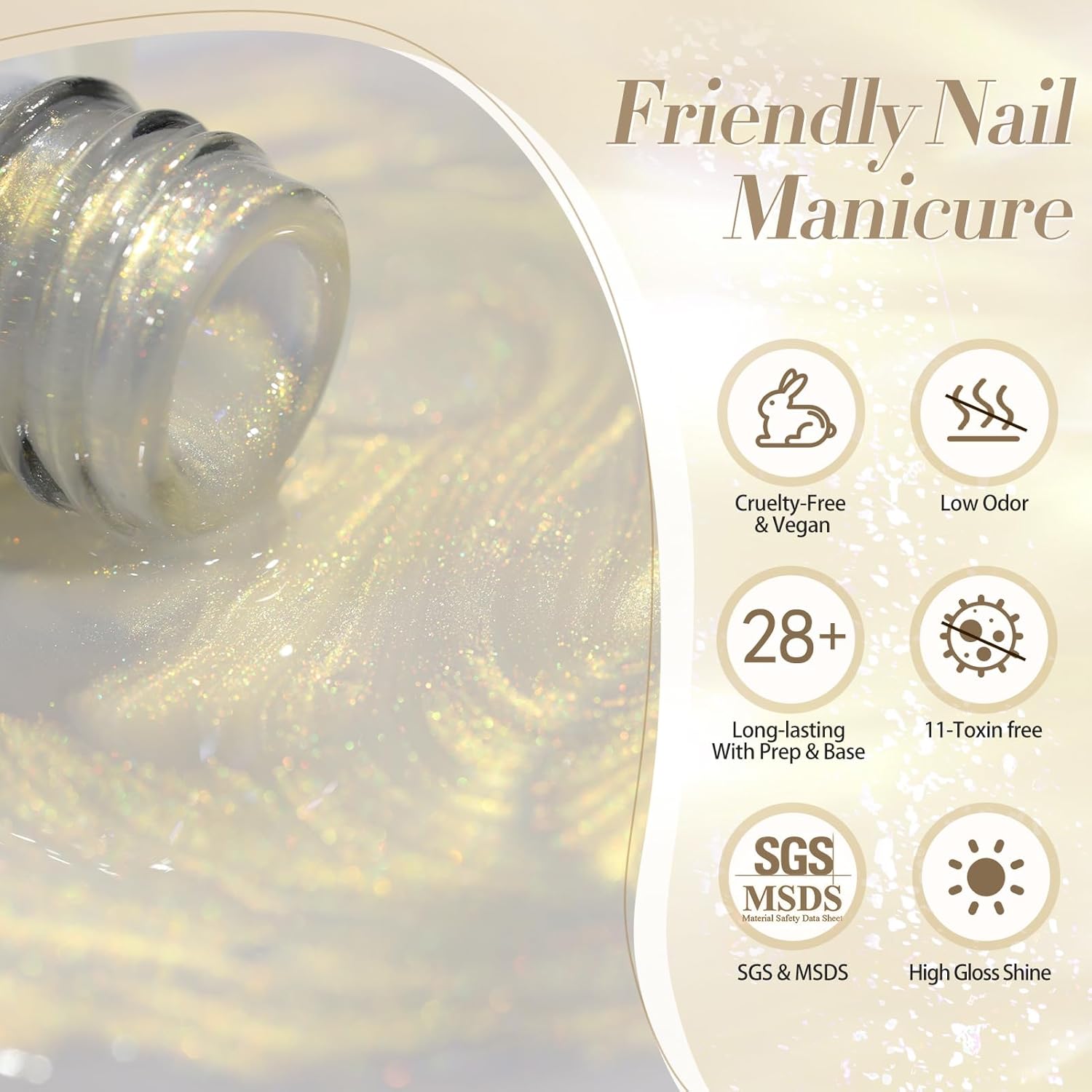 Born Pretty 6PCS Iridescent Glitter Pearl Gel Nail Polish Set with Shimmer - Image 8