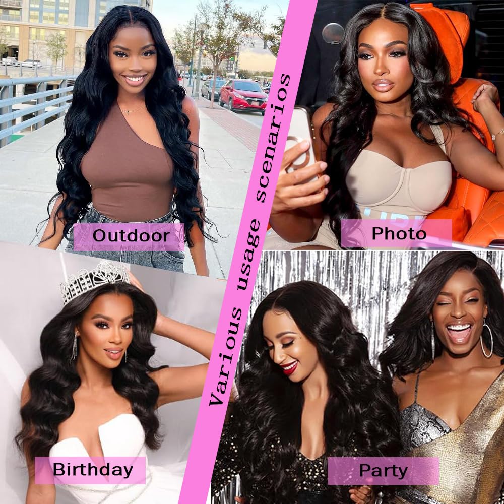 28 Inch 13x6 Body Wave Human Hair Lace Front Wig 180% Density Pre Plucked - Image 7