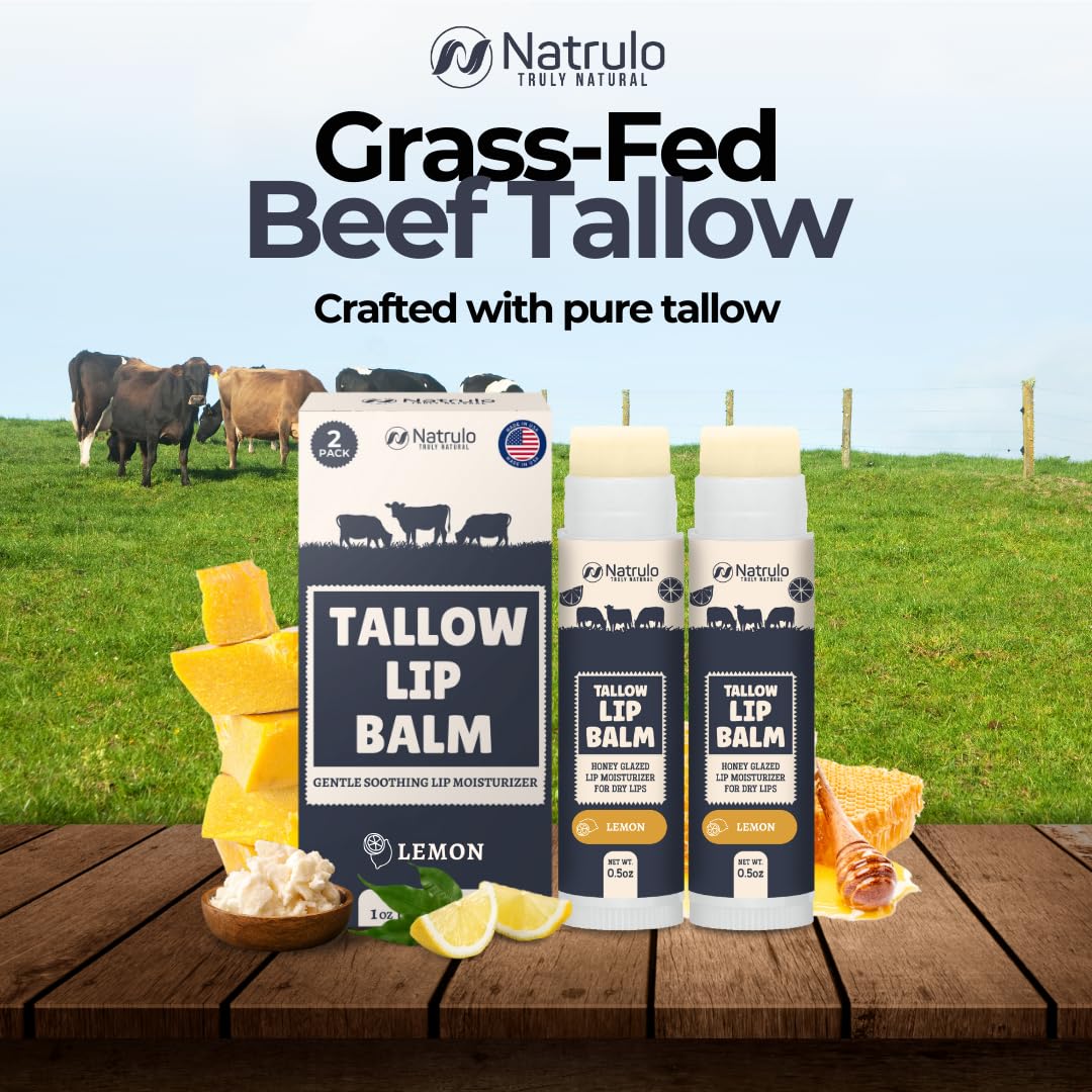 Nourishing 2-Pack Lemon Scented Beef Tallow Lip Balm for Intense Hydration - Image 2