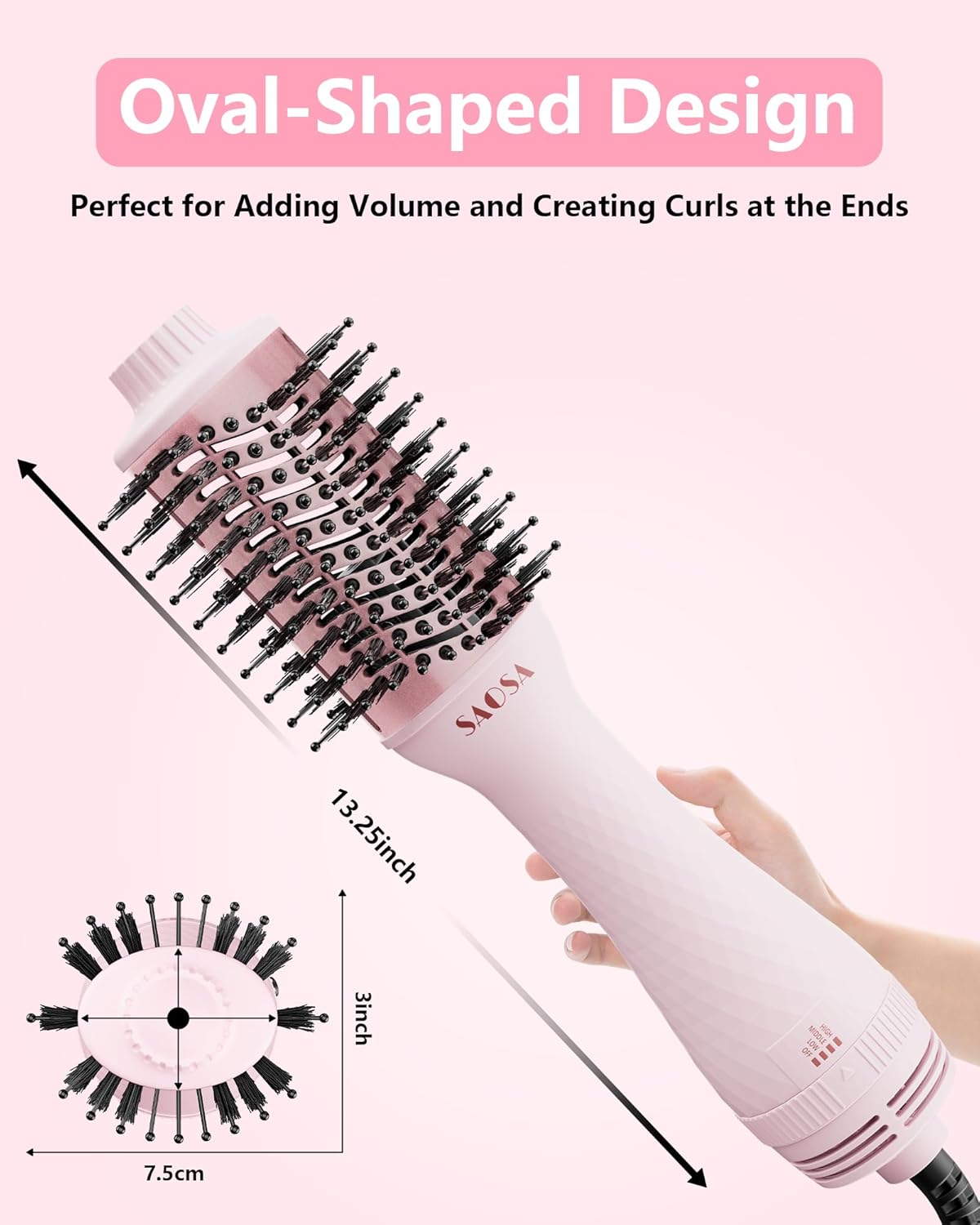 Hair Dryer Brush Blow Dryer Brush in One, 4 in 1 Hair Dryer and Styler Volumizer with Negative Ion Anti-frizz Ceramic Titanium Barrel, Hot Air Dryer Hair Straightener - Image 6