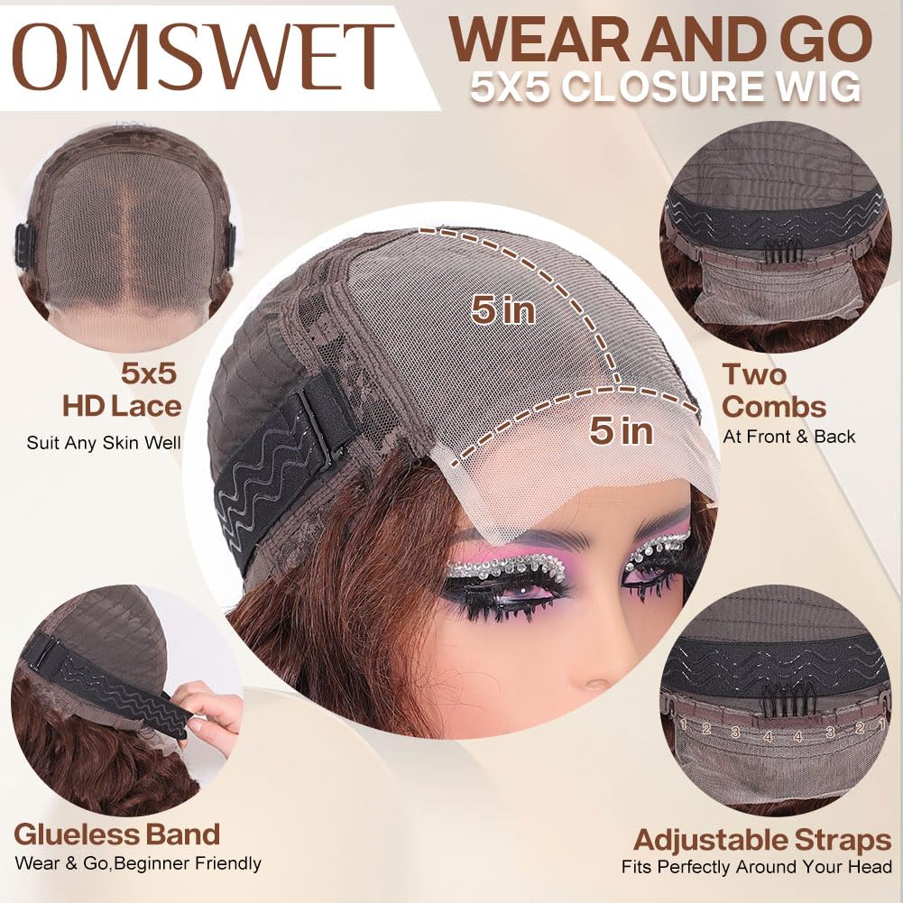 Chocolate Brown 14 Inch Body Wave Bob Wig 200 Density Human Hair with HD Lace - Image 4