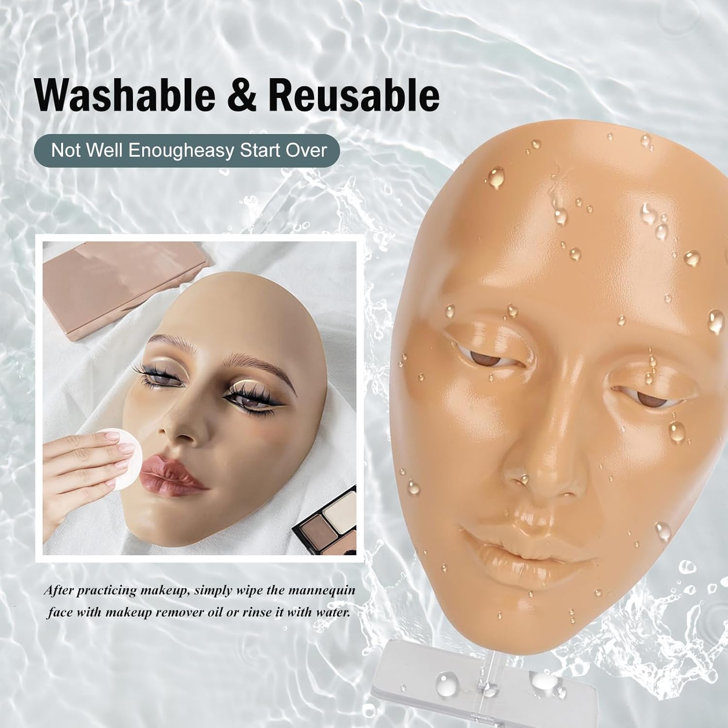 5D Black Silicone Makeup Practice Face Board for Beginners and Professionals - Image 7