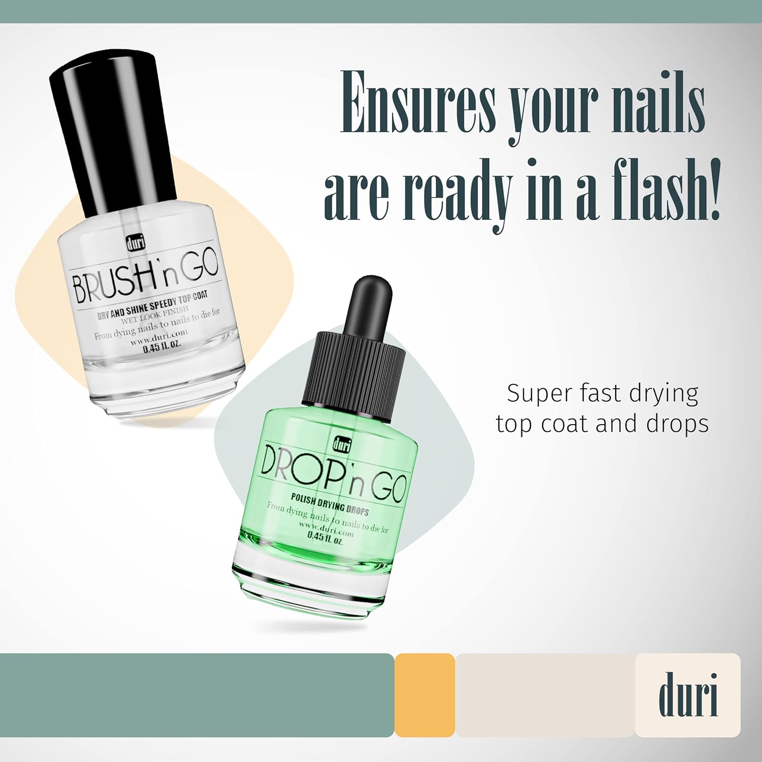 Duri Brush'n Go Dry and Shine Top Coat with Drop'n Go Nail Polish Drying Drops Combo Pack - 2 Piece Set - Image 2