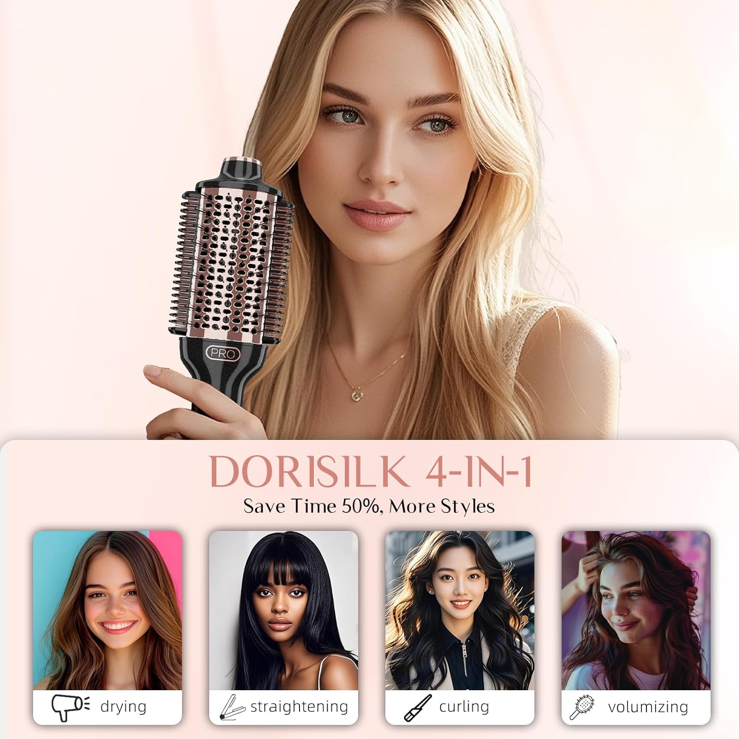 DORISILK 2.0 Upgraded 4-in-1 Hair Dryer Brush and Heated Comb for Smooth Styling - Image 3