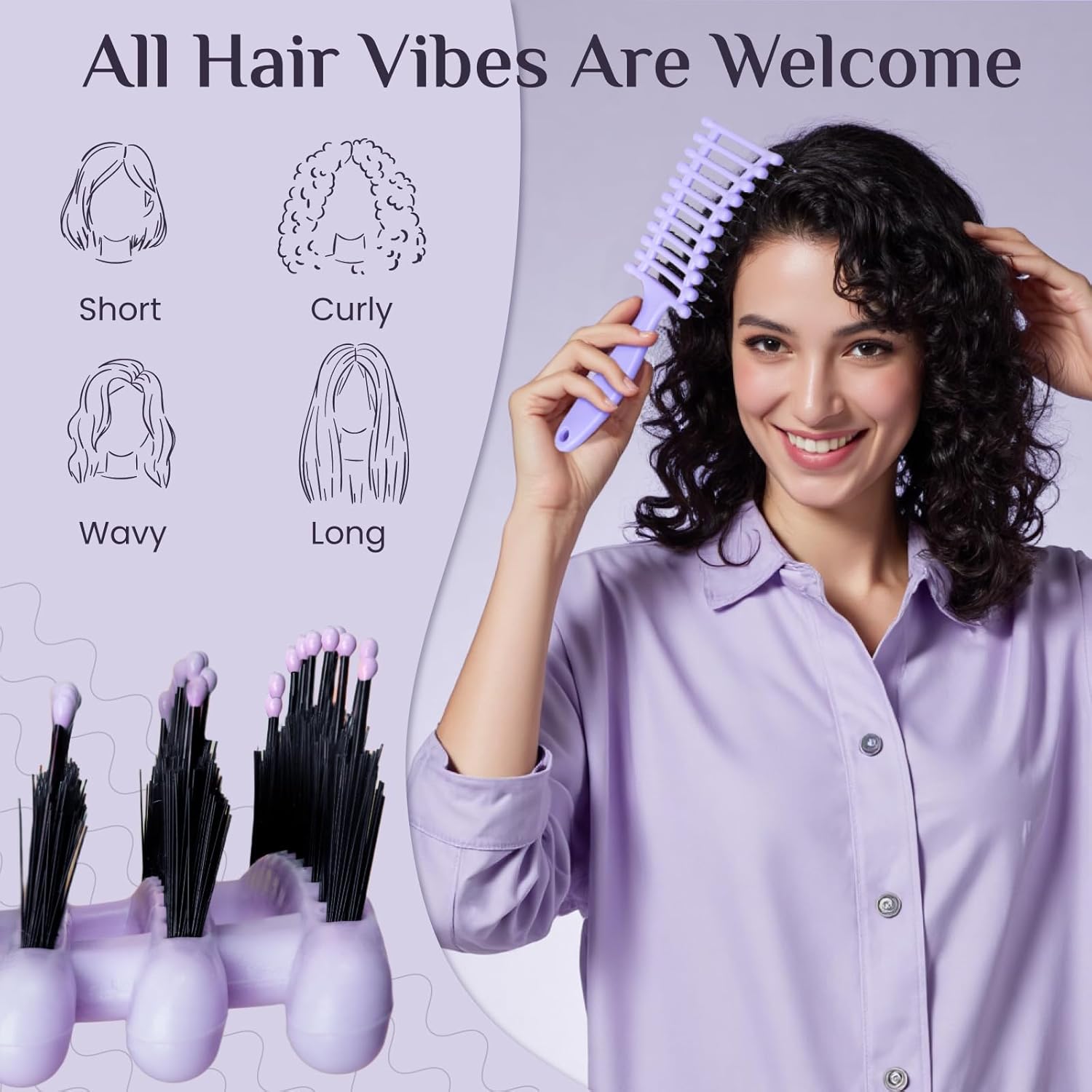Rena Chris Curly Hair Brush Vented Styling Comb for All Hair Types Wet and Dry Use - Image 4