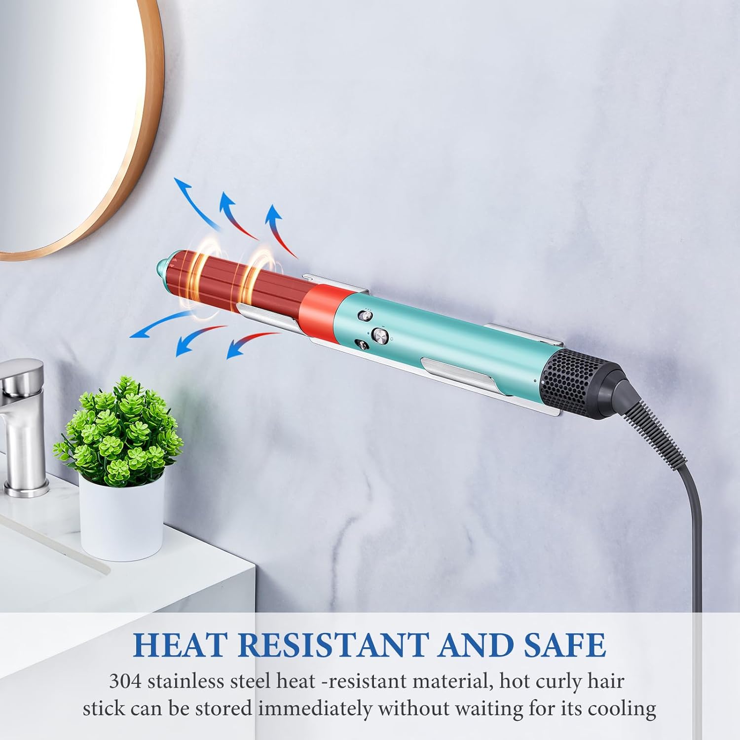 Stainless Steel Curling Iron Holder Wall Mount for Hot Iron Straightener Bathroom Organizer - Image 8