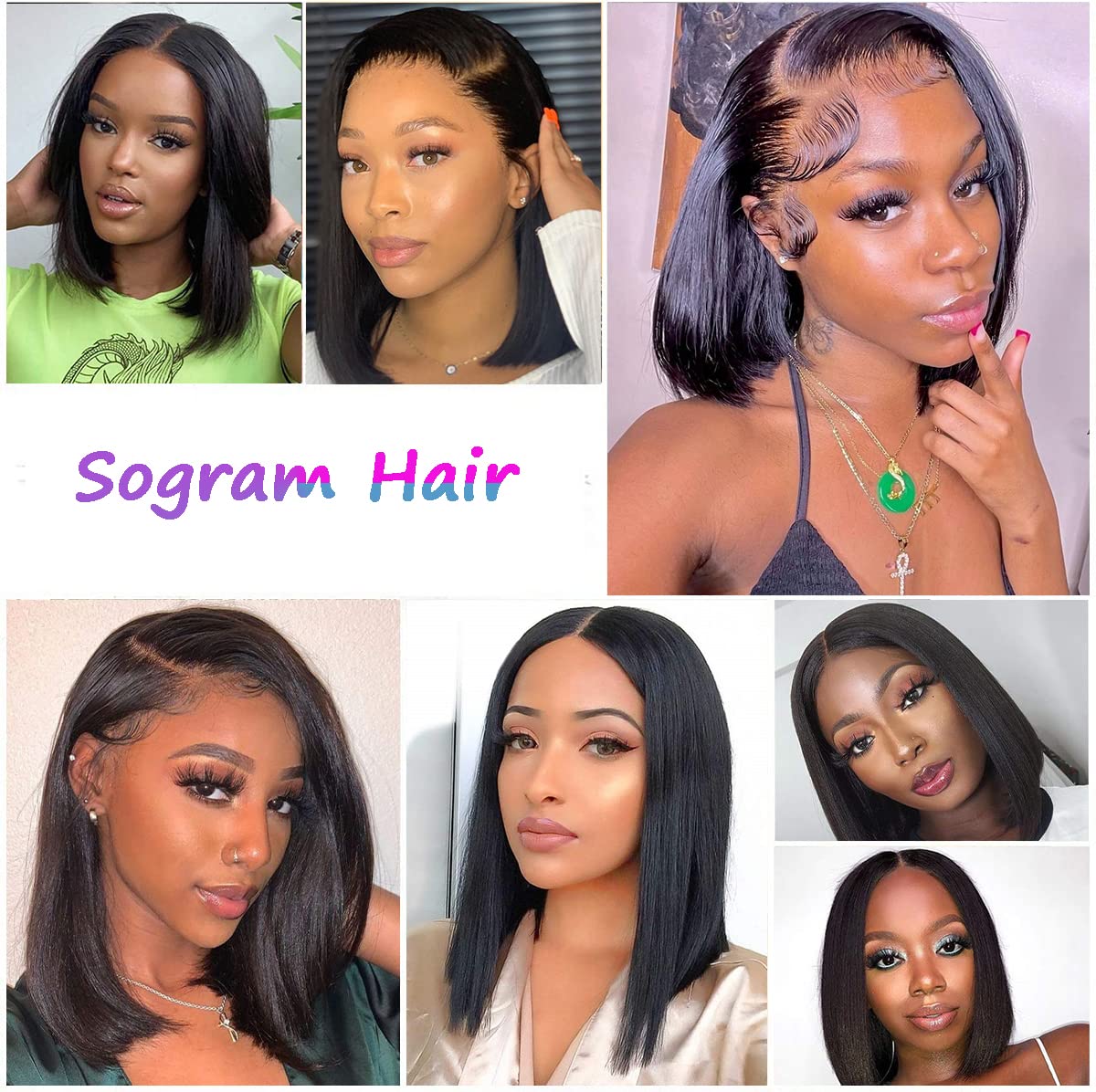 12 Inch 180% Density Straight Short Human Hair 13x6 Lace Front Bob Wig - Image 7