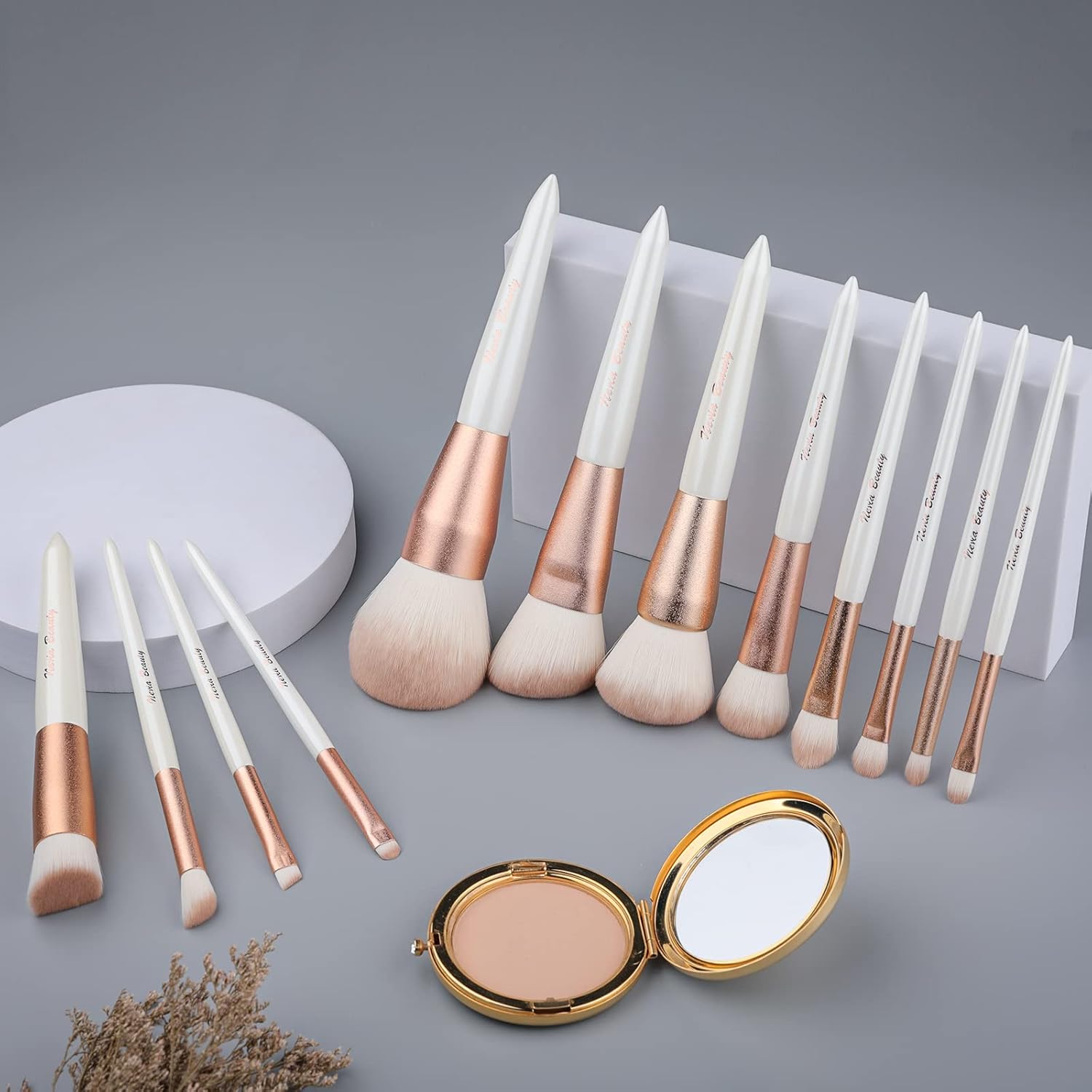 12-Piece Soft Hair Wood Handle Eye Makeup Brush Set for Blending Eyeshadow Eyeliner - Image 3