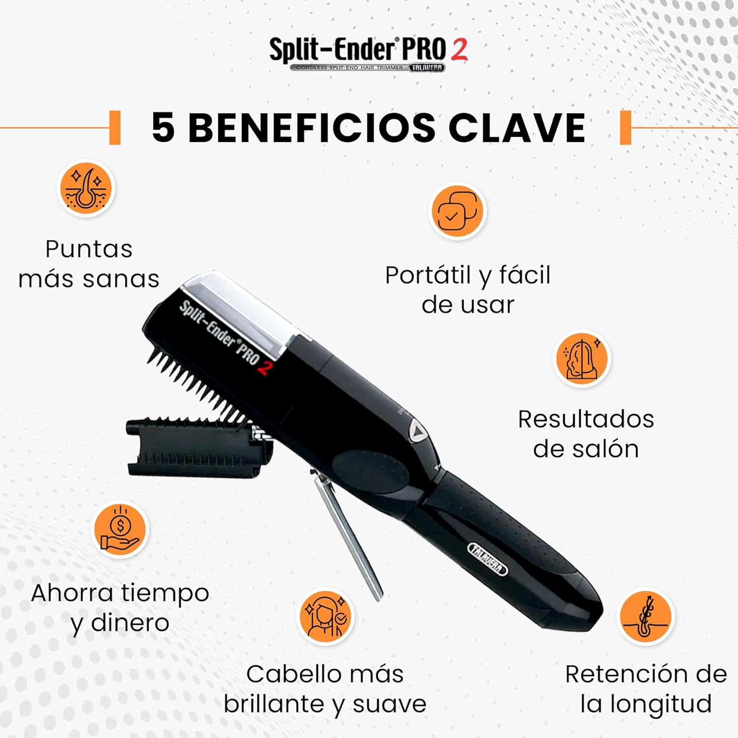 Pro 2 Cordless Split End Hair Trimmer Rechargeable 2-in-1 Clipper for All Hair Types Black - Image 5
