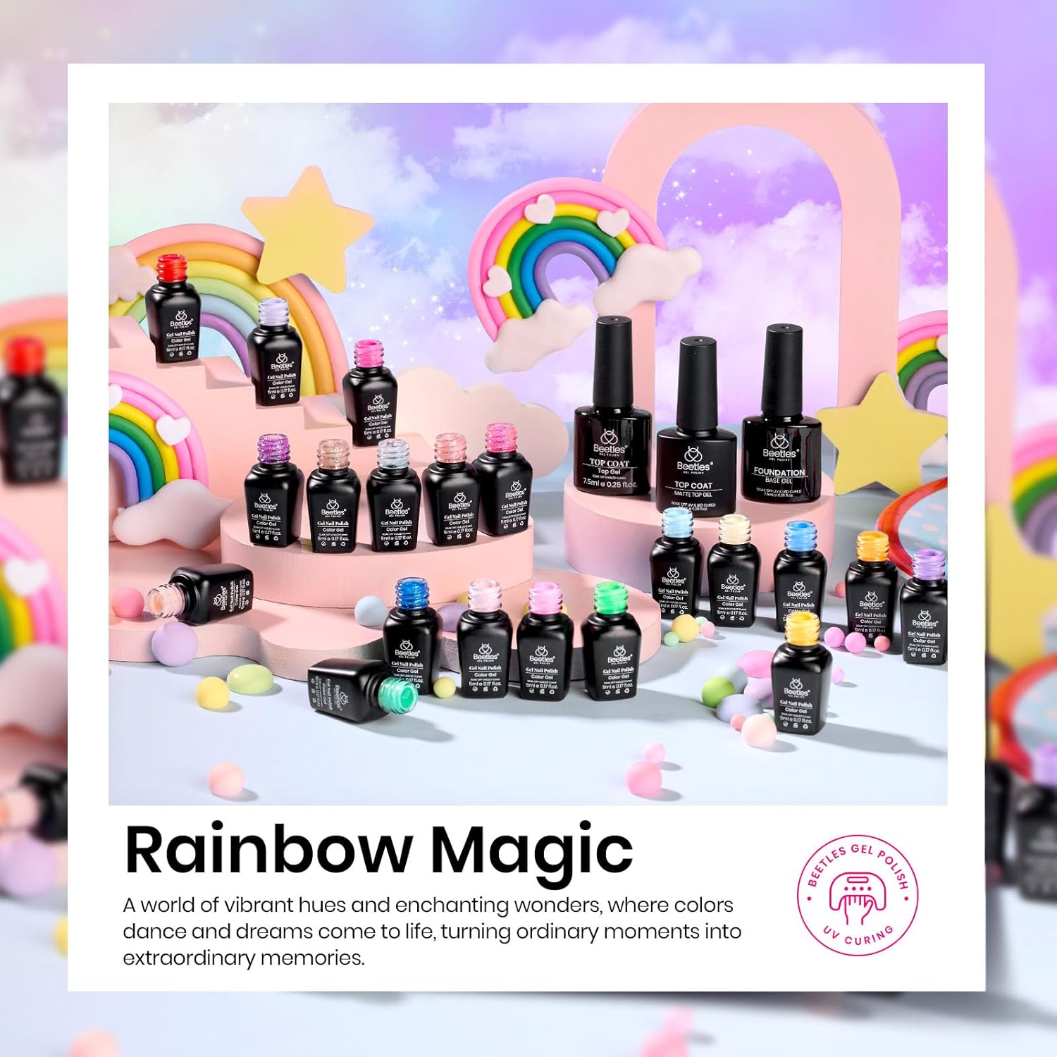 Beetles 23 Pcs Summer Gel Nail Polish Set with 20 Colors, Base & Top Coat - Image 6