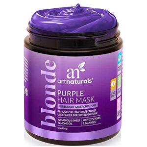 Artnaturals Purple Hair Mask for Blonde, Silver & Platinum Hair - Removes Yellow Brassy Color, Repairs Dry & Bleached Hair - Deep Conditioning Treatment Hair Moisturizer - Sulfate Free (8 Oz/226g)