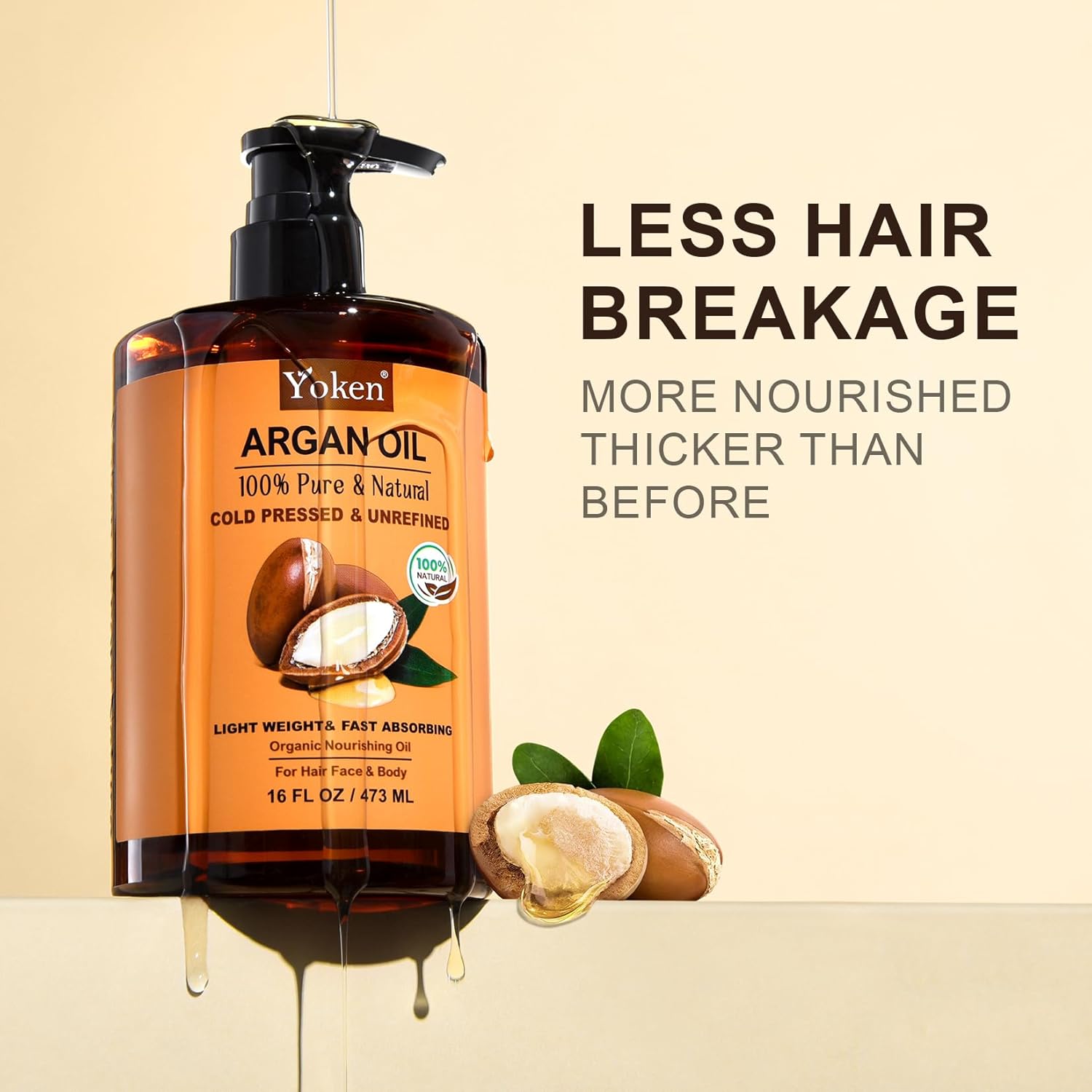16 Fl Oz Cold Pressed Pure Moroccan Argan Oil for Hair, Scalp, Face and Skin - Image 2
