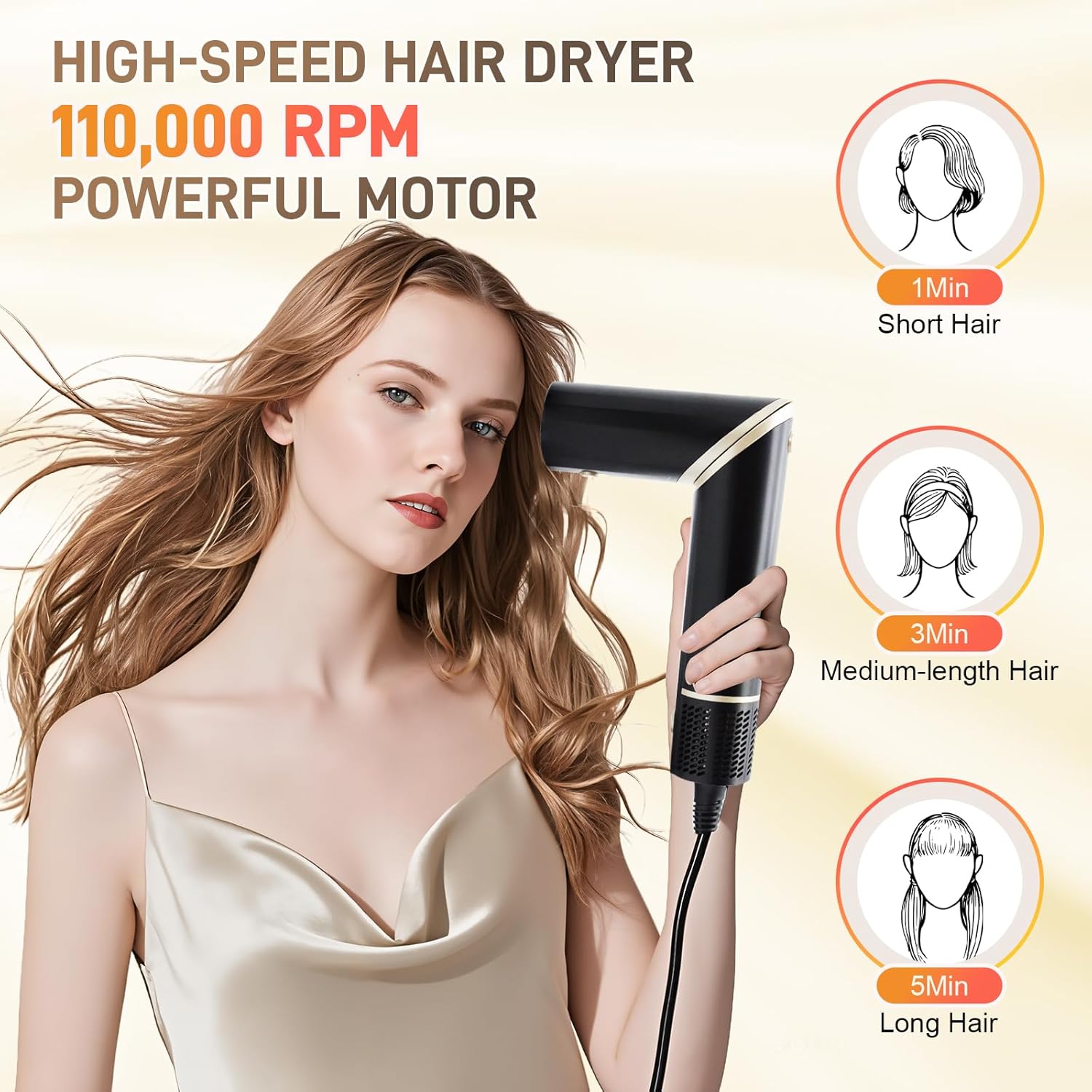 110,000 RPM 8-in-1 Hot Air Styler Brush for Fast Drying Curling Straightening - Image 3