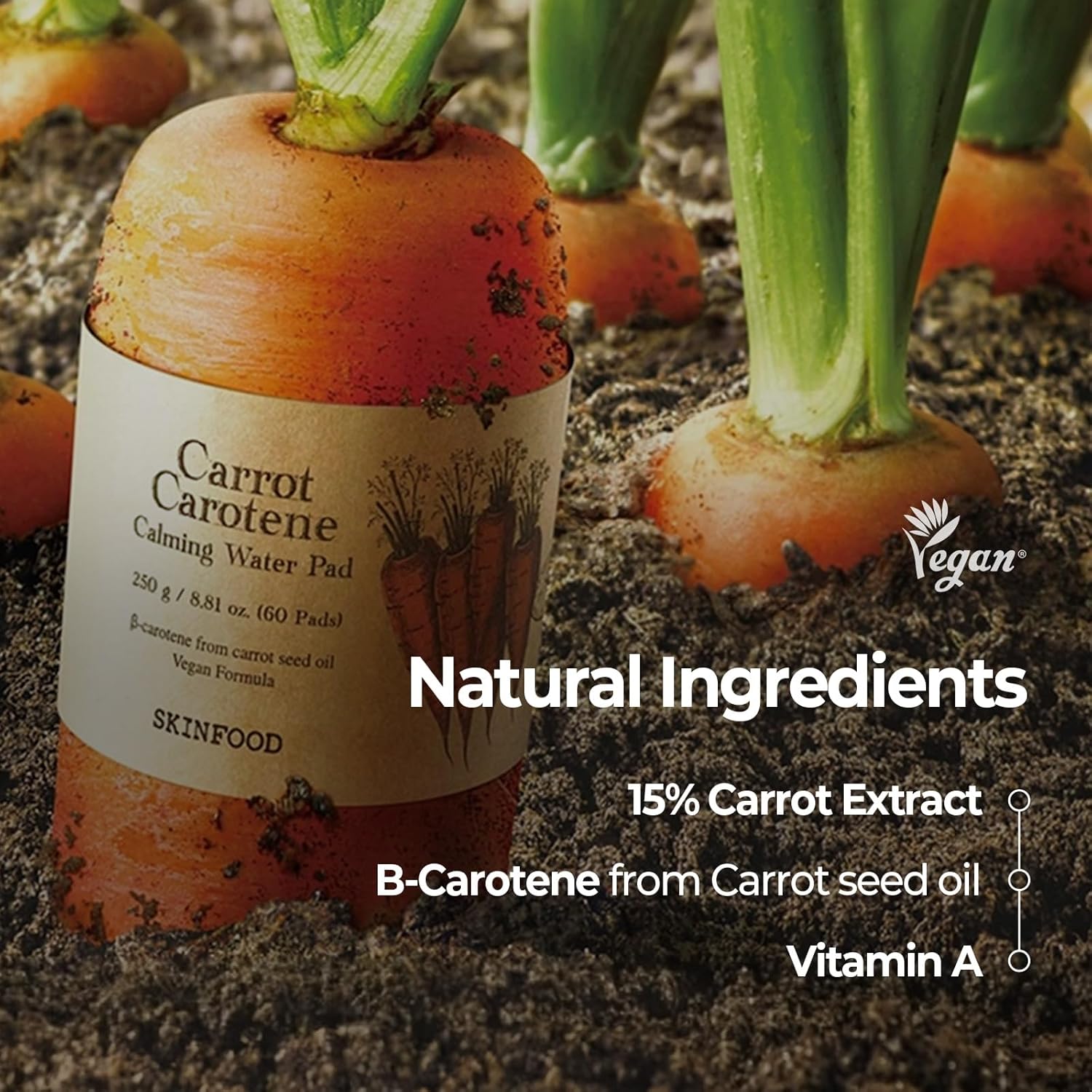 SKINFOOD Carrot Carotene Calming Toner Pads for Sensitive Skin, 60 Count, 8.81 oz - Image 3