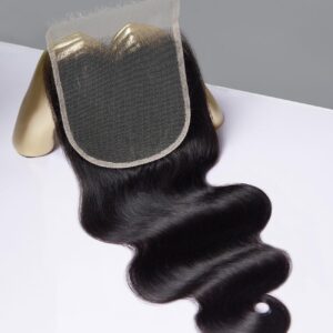 Mlip 5x5 HD Lace Closure Body Wave, 0.10mm Ultra Thin Invisible Swiss Lace, Skinlike Real HD Lace Melt into Skin Perfectly, Pre-plucked Natural Hairline, Raw Indian Human Hair 14 Inches