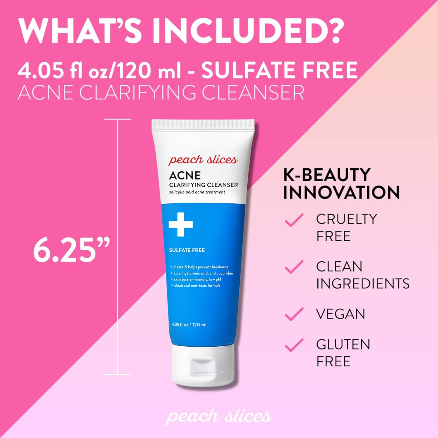 Peach Slices Acne Clarifying Cleanser 4 oz with 2% Salicylic Acid - Image 6