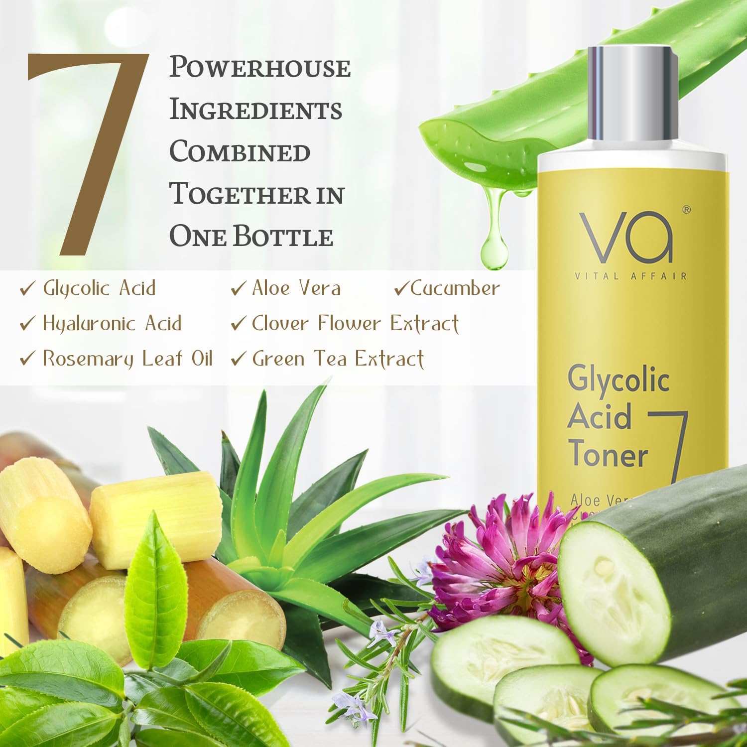 Glycolic Acid Face Toner 8 oz - Anti Aging Pore Minimizer Alcohol Free Formula - Image 5