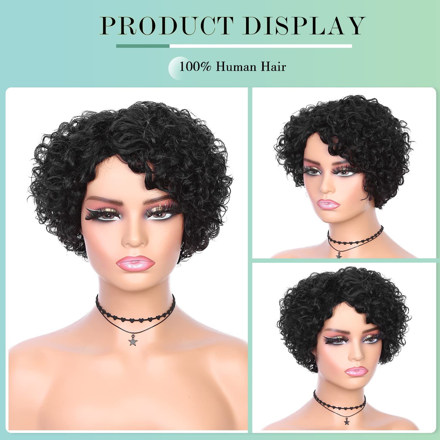 Short Deep Wave Curly Human Hair Pixie Cut Glueless Afro Wig for Black Women - Image 2