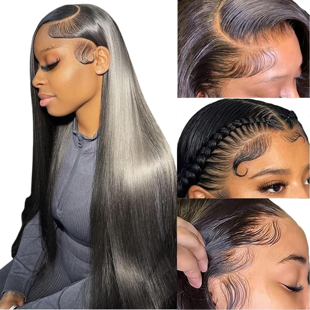 26 Inch Straight Lace Front Human Hair Wig Pre Plucked 13x4 for Black Women - 100% Human Hair - Image 5