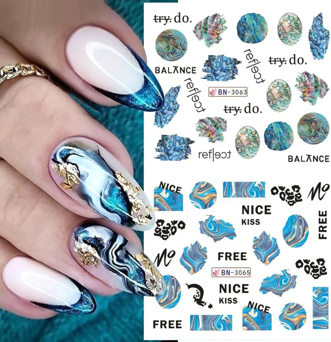 Marble Wave Nail Art Stickers 12 Sheets Spring DIY Manicure Decals - Image 3