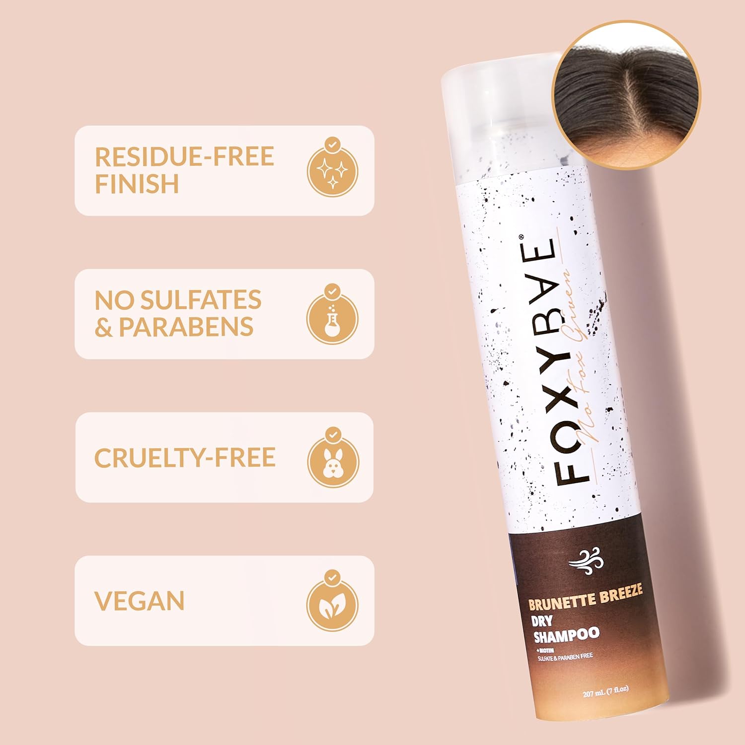 FoxyBae Dark Hair Dry Shampoo with Biotin 7oz Deodorizing Volumizing Spray - Image 5