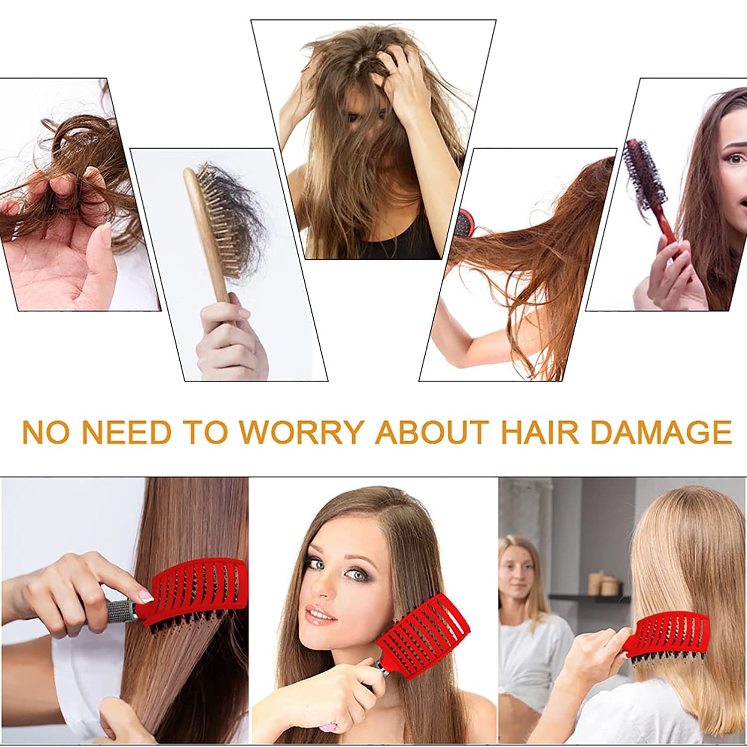 Ultra Magical Detangler Brush Set for Wet or Dry Hair Curved Design All Ages - Image 2