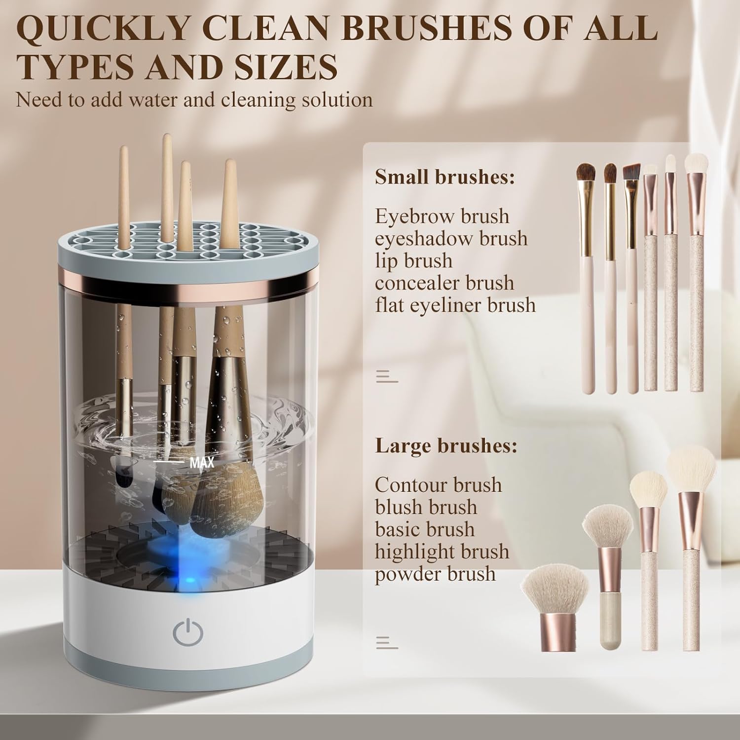 Electric Makeup Brush Cleaner Set Automatic Spin Dryer with Silicone Mat for All Brush Sizes - Image 2