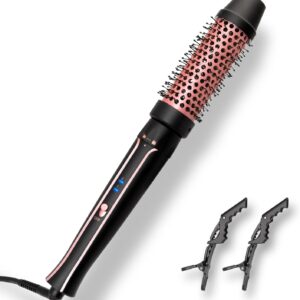 Asani 1.5" Heated Round Thermal Barrel Brush with Detachable Brush Head for Medium Curls, Loose Waves, and Volume - Travel-Friendly Dual Voltage (120-240V) - Straightening Brush for All Hair Types