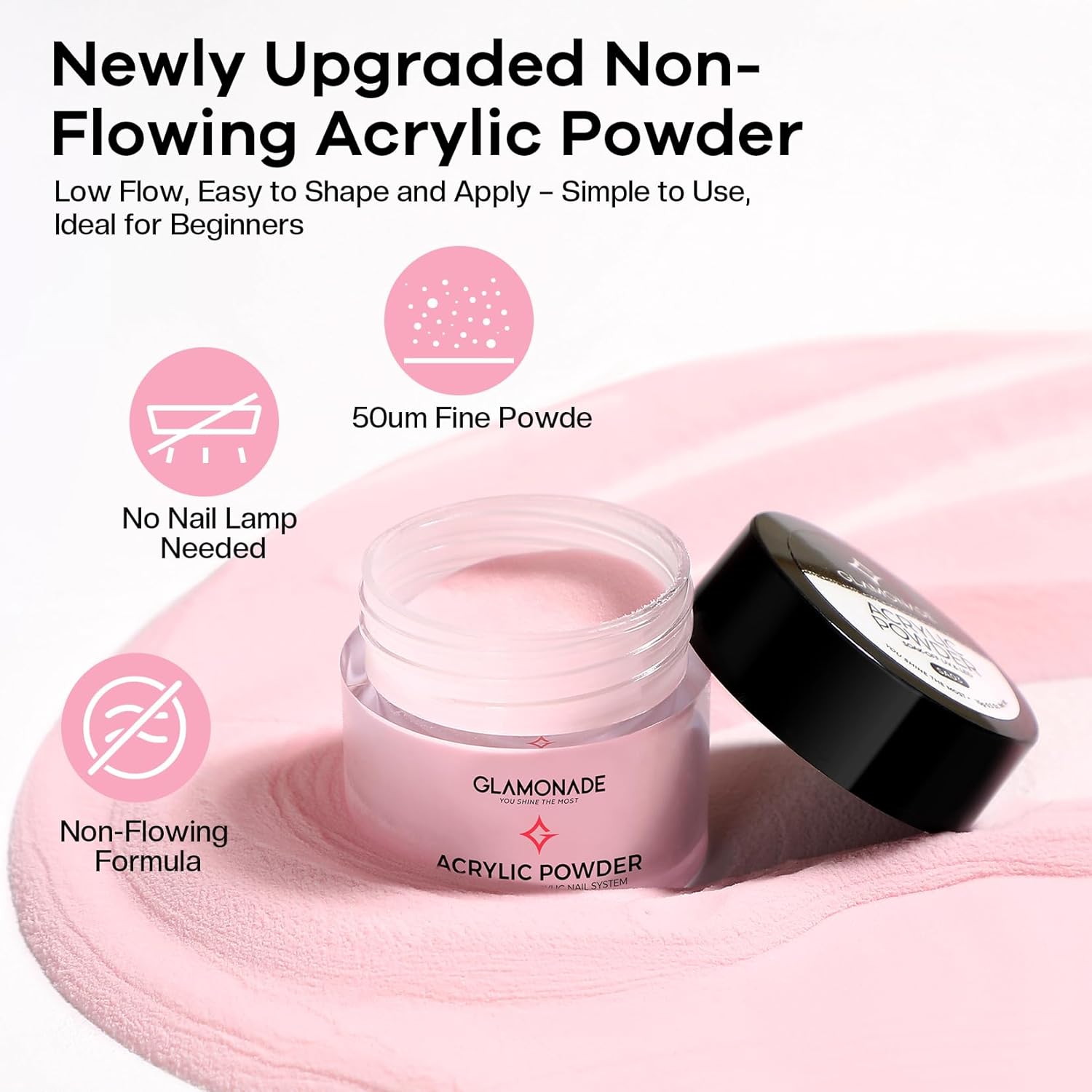 Beginner Acrylic Nail Kit with Clear Pink Powder, UV Lamp, and Glitter for Home Use - Image 3