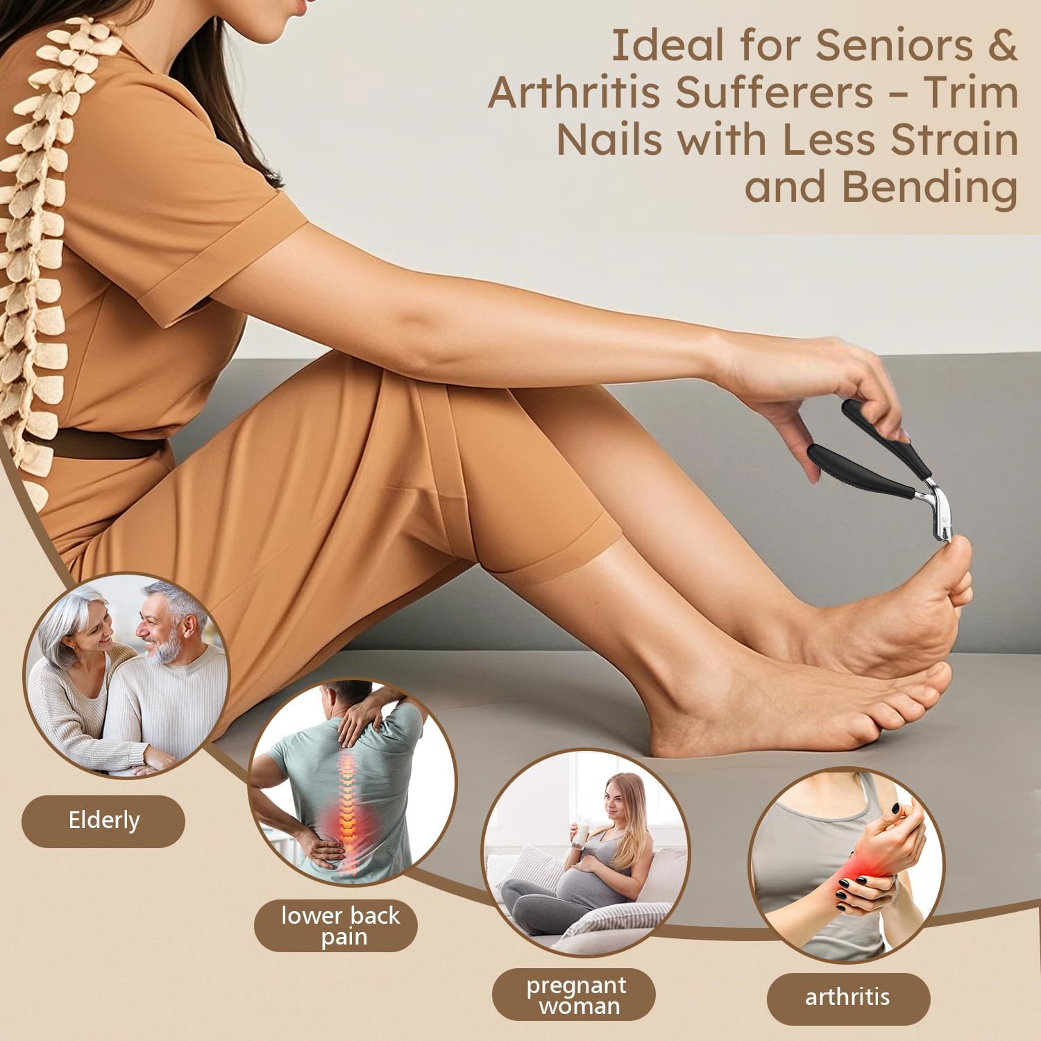 Heavy Duty Thick Toenail Clippers with Angled Head and Wide Jaw Opening, Non-Slip Grip - Image 2
